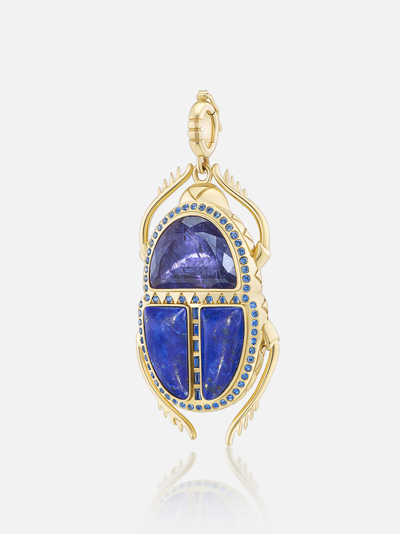 Major Scarab Pendant Iolite Lapis