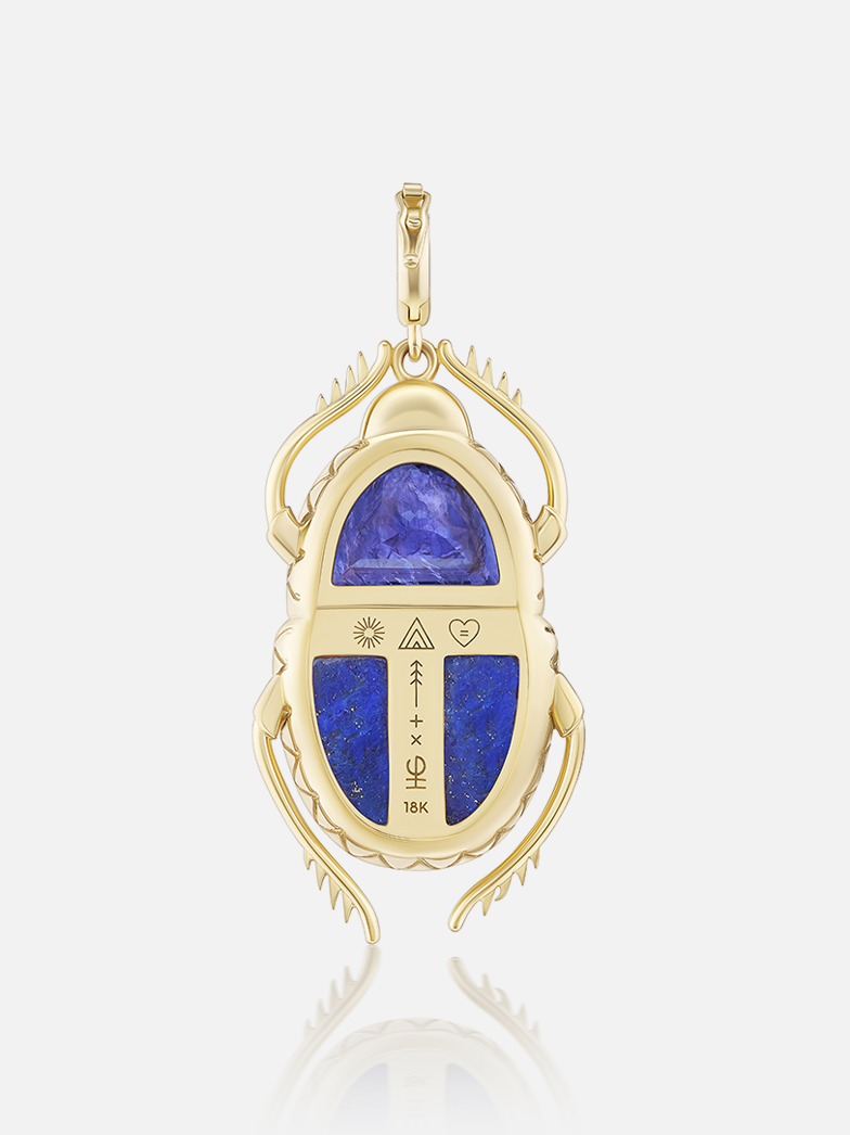 Major Scarab Pendant Iolite Lapis