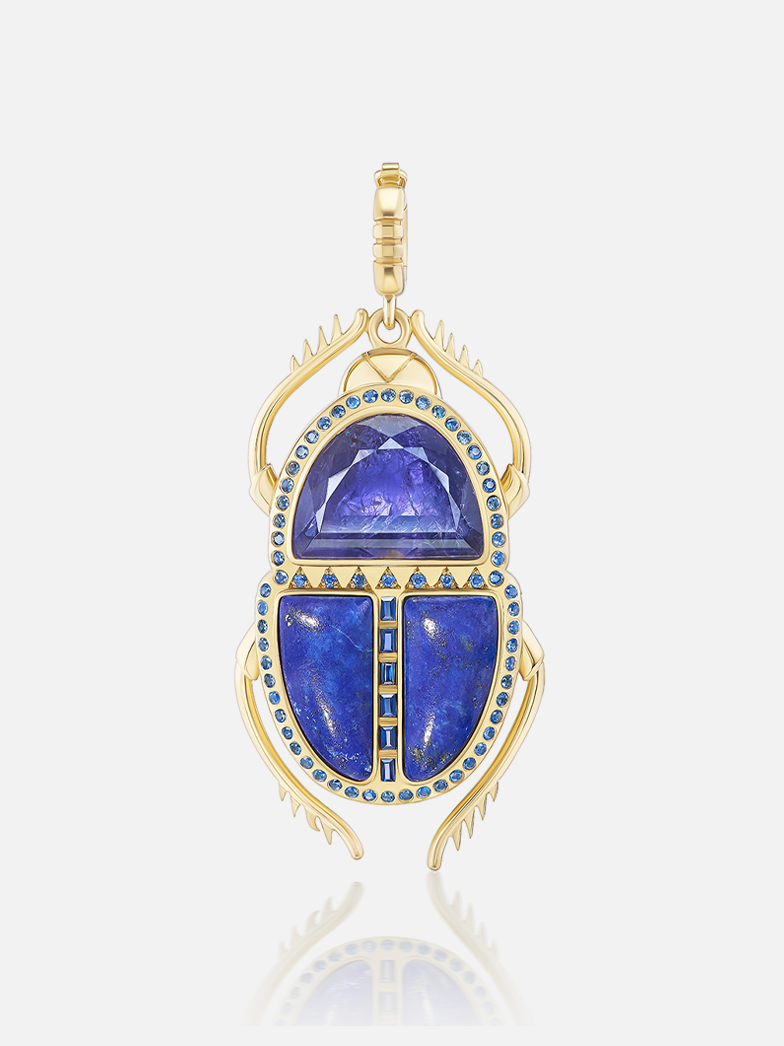 Major Scarab Pendant Iolite Lapis