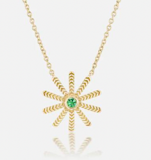 Tiny Sunflower Pendant Necklace Green MCM