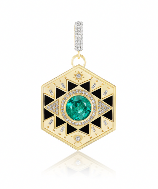 Evil Eye Major Pendant, Emerald/Onyx