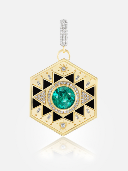 Evil Eye Major Pendant, Emerald/Onyx