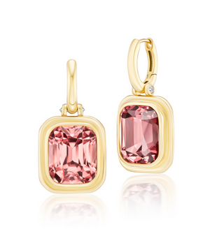 OOAK Peach Tourmaline Drop Huggies Earrings MCM