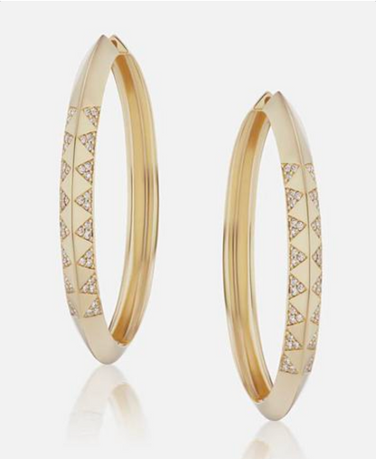 2" Knife Edge Hoops, Textured Gold