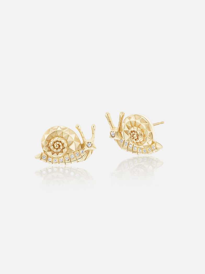 Snail Stud Earrings Diamond RTS
