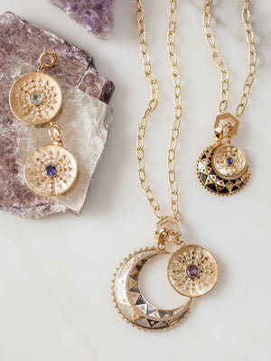 Mini Sun Sign Medallion Pendant Aquamarine MCM