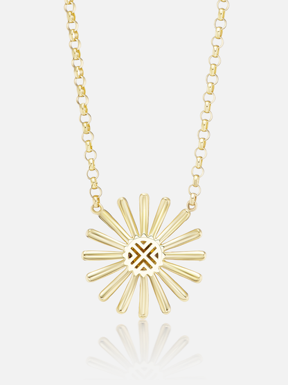 16-18" Mini Sunflower Pendant Necklace, Pink