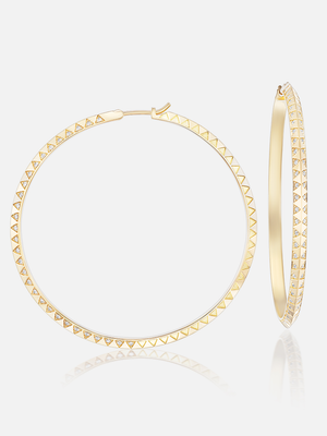 2" Skinny Talisman Diamond Hoop Earrings MCM