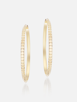 2" Skinny Talisman Diamond Hoop Earrings MCM