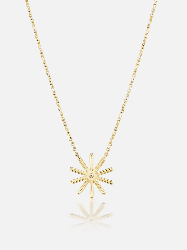 Tiny Sunflower Pendant Necklace Diamond RTS
