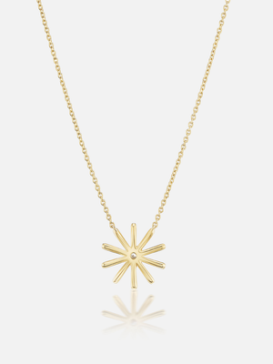Halskette mit kleinem Sonnenblumen-Anhänger und Diamant-RTS 