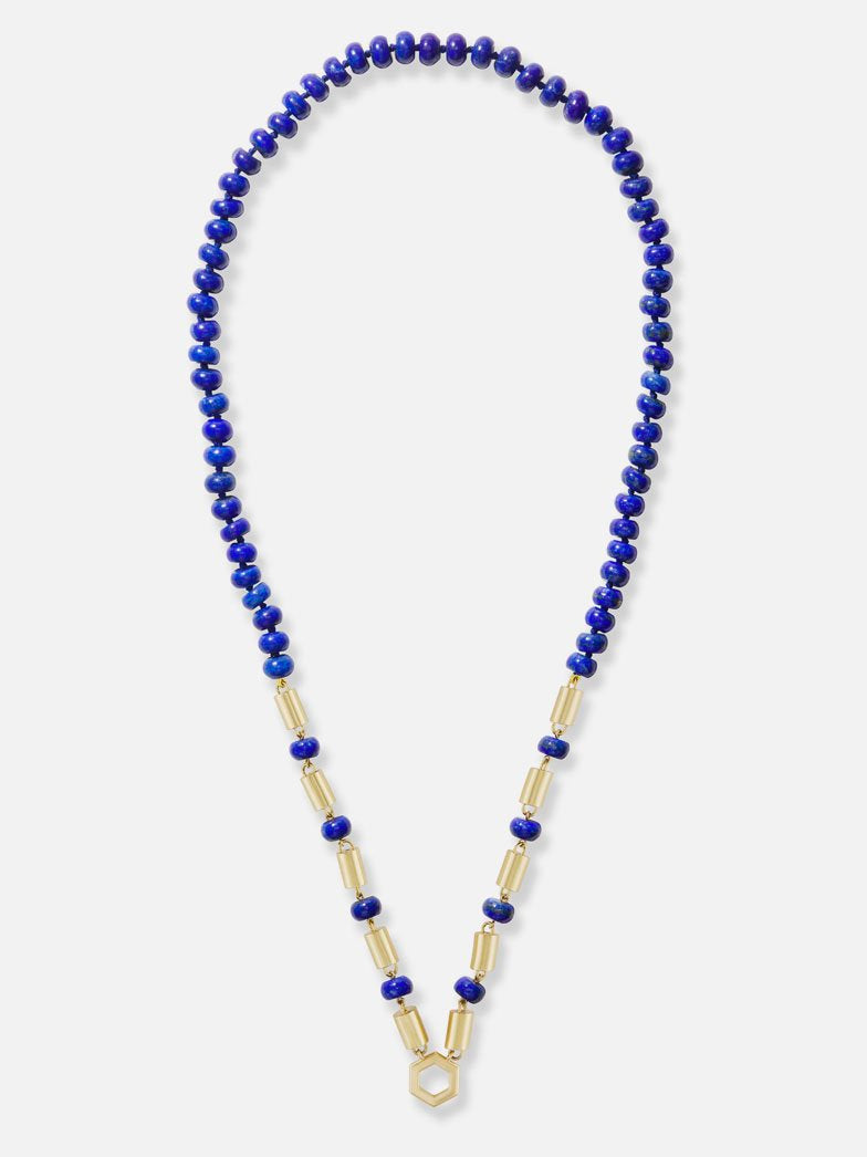24" Lapis Baht and Bead Foundation Necklace RTS