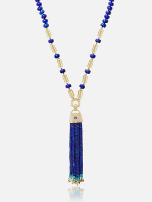 24" Lapis Baht and Bead Foundation Necklace RTS