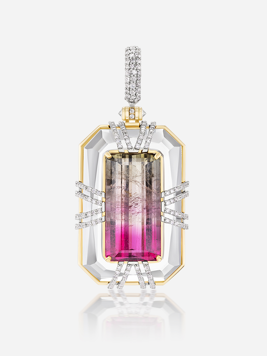 Tie Dye 19.97ct Bi-Color Tourmaline "Bianca" Pendant