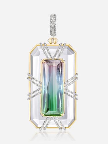 MCM Tie Dye 22.18ct Bi-Color Tourmaline Bianca Pendant OOAK