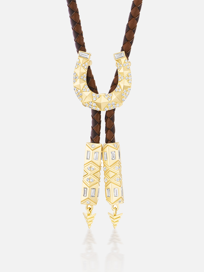 Braided Leather Horseshoe Foundation Bolo