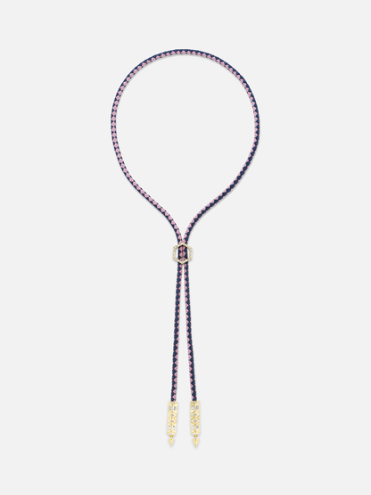 Lilac Braided Leather Diamond Foundation Bolo