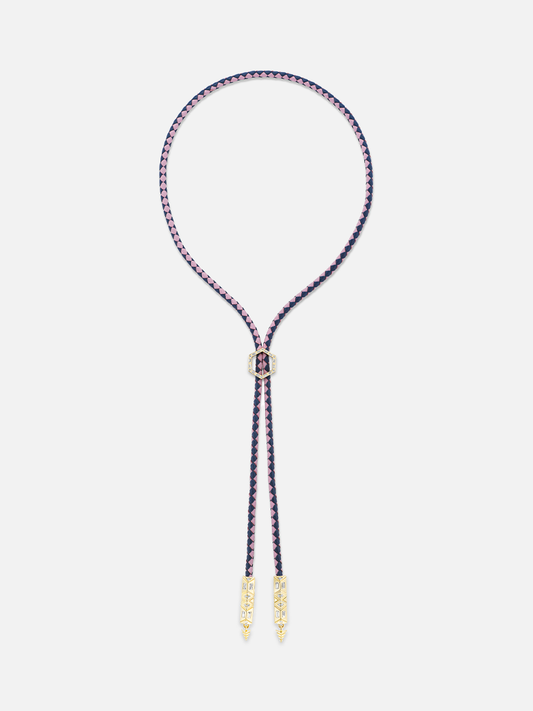 Lilac Braided Leather Diamond Foundation Bolo