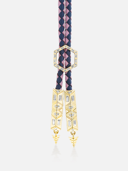 Lilac Braided Leather Diamond Foundation Bolo