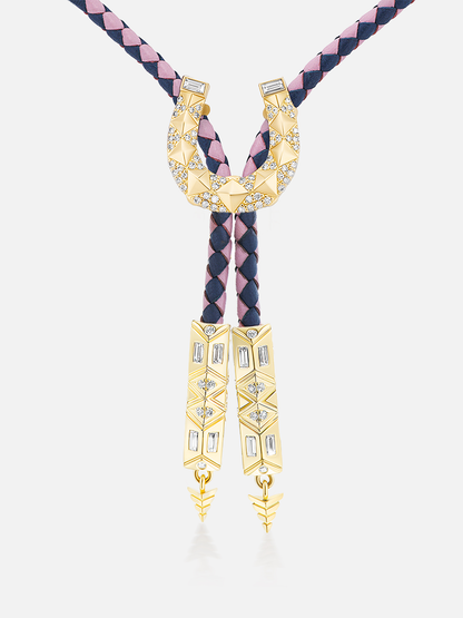 Lilac Braided Leather Horseshoe Foundation Bolo