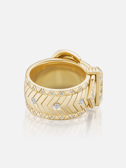 Asscher Champagne Diamond Buckle Ring 1.5ct Size 6