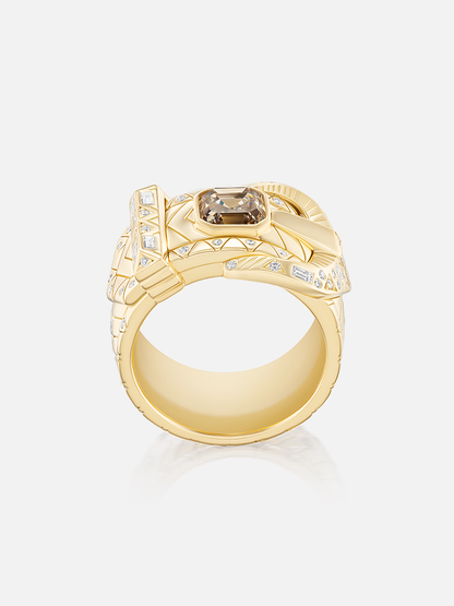 Asscher Champagne Diamond Buckle Ring 1.5ct Size 6