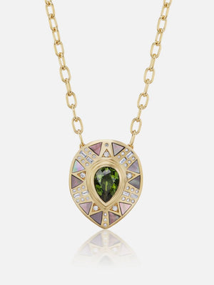 Cleopatra's Tear Pendant Necklace Green Tourmaline MCM