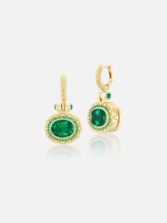 Emerald Drop Huggie Earrings 4.69ct