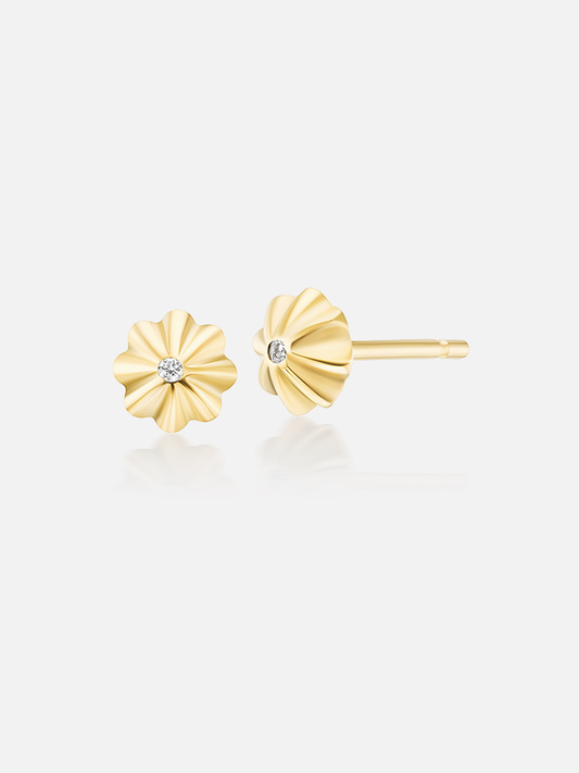 Tiny Concho Stud Earrings Diamond
