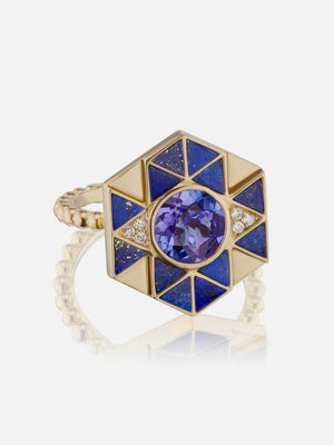 Evil Eye Ring Lapis Tansanit Größe 3,5 RTS