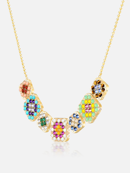 Granny Squares Bib Pendant Necklace