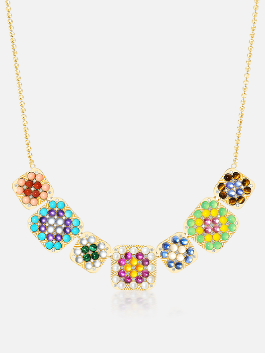 Granny Squares Bib Pendant Necklace