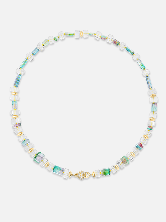 26" Tie Dye Bi-Color Tourmaline "Bianca" Bead Necklace