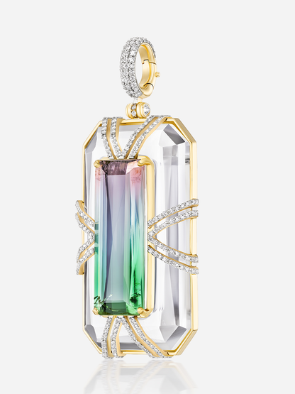 Tie Dye 22.18ct Bi-Color Tourmaline "Bianca" Pendant