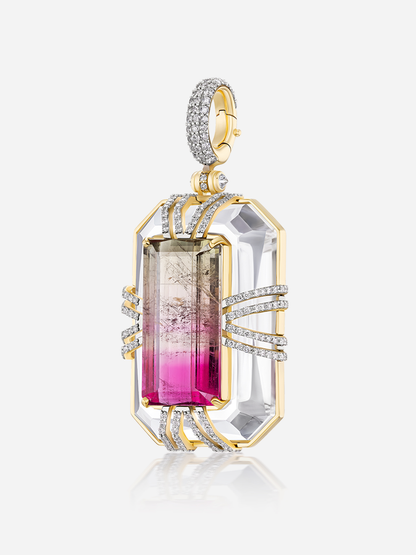 Tie Dye 19.97ct Bi-Color Tourmaline "Bianca" Pendant