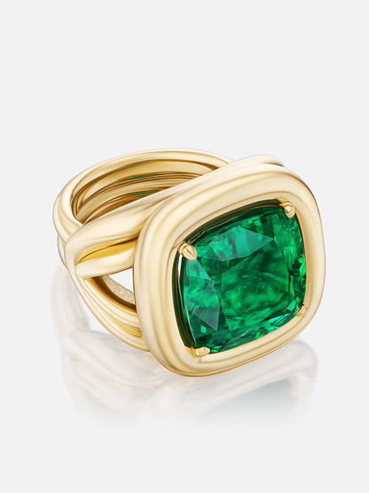 Giza Ring, Emerald Cushion 12.03ct