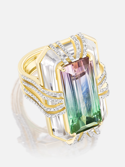 Tie Dye 11.19ct Bi-Color Tourmaline "Bianca" Ring