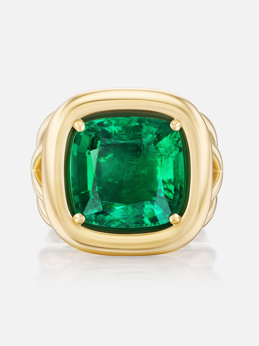 Giza Ring, Emerald Cushion 12.03ct
