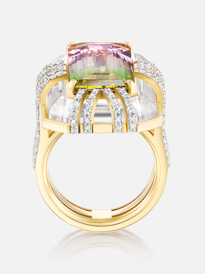 Tie Dye 11.19ct Bi-Color Tourmaline "Bianca" Ring