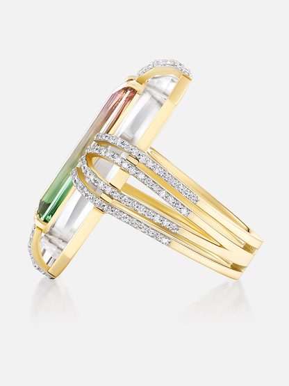 Tie Dye 11.19ct Bi-Color Tourmaline "Bianca" Ring
