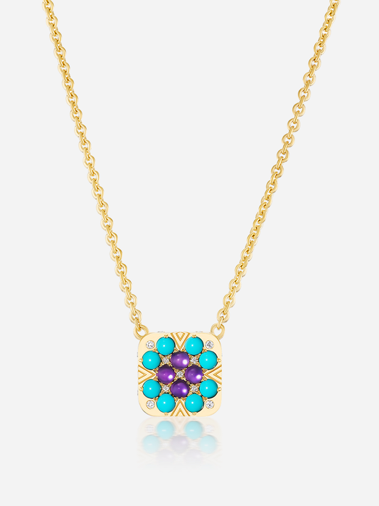 16-18" Granny Squares "Iris" Pendant Necklace