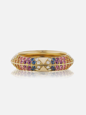 Rosa Pavé Knife Edge Band Ring Multicolor Size 6 MCM
