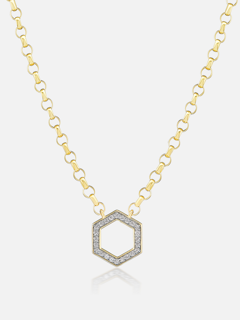 18" Mini Diamond Hexagon Foundation Rolo Chain