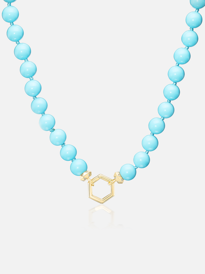 18" Turquoise Bead Diamond Facet Foundation Necklace