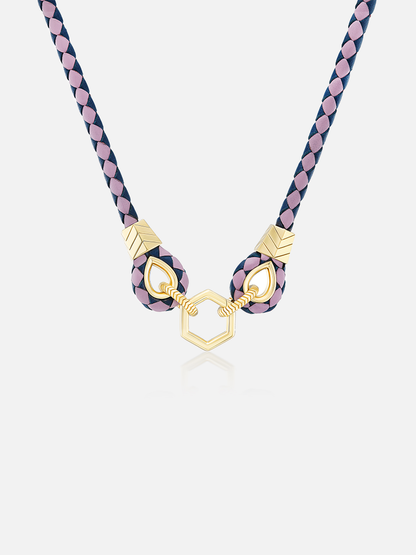 Lilac Braided Leather Foundation Necklace