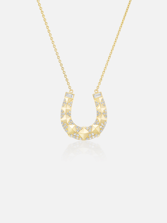 Studded Horseshoe Pendant Necklace