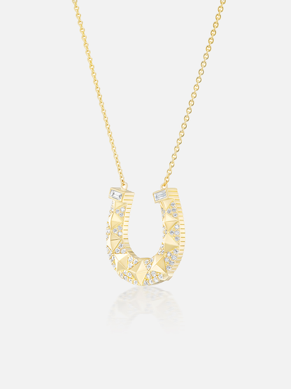 Studded Horseshoe Pendant Necklace