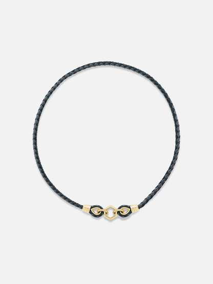 Black Braided Leather Foundation Necklace