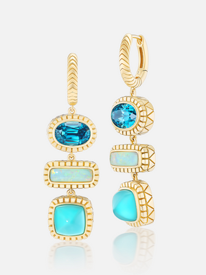 Totem Huggie Earrings Blue Zircon Turquoise Opal