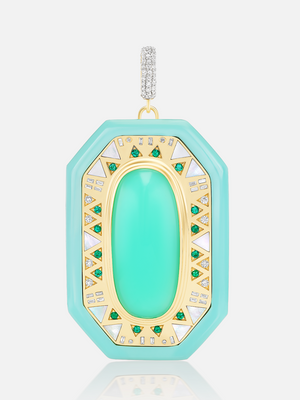 Chrysoprase & Emerald Pendant